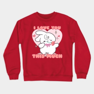 Blossoms of Love: Bunny's Tender Gesture in 'I Love You This Much' Crewneck Sweatshirt